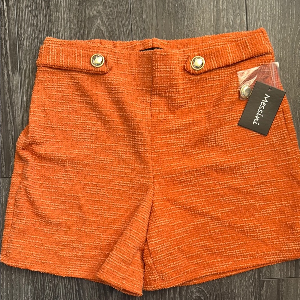 NWT Vibrant Orange High Waist Textured Shorts